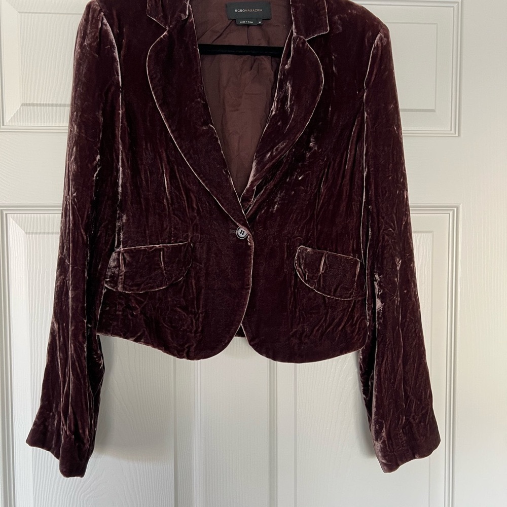 Burgundy Velvet Women's Blazer